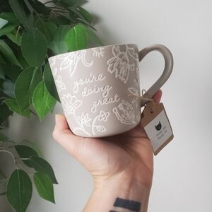 Saddy Kat Candle Co. Coffee Espresso Bean Mug Candle "You're Doing Great" Floral
